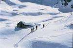 A snowy scene in the mountains around Bergamo