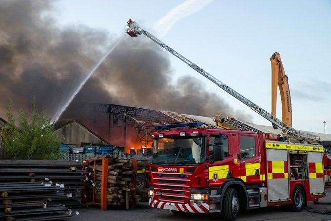Firefighters tackled the warehouse blaze. Picture: KFRS