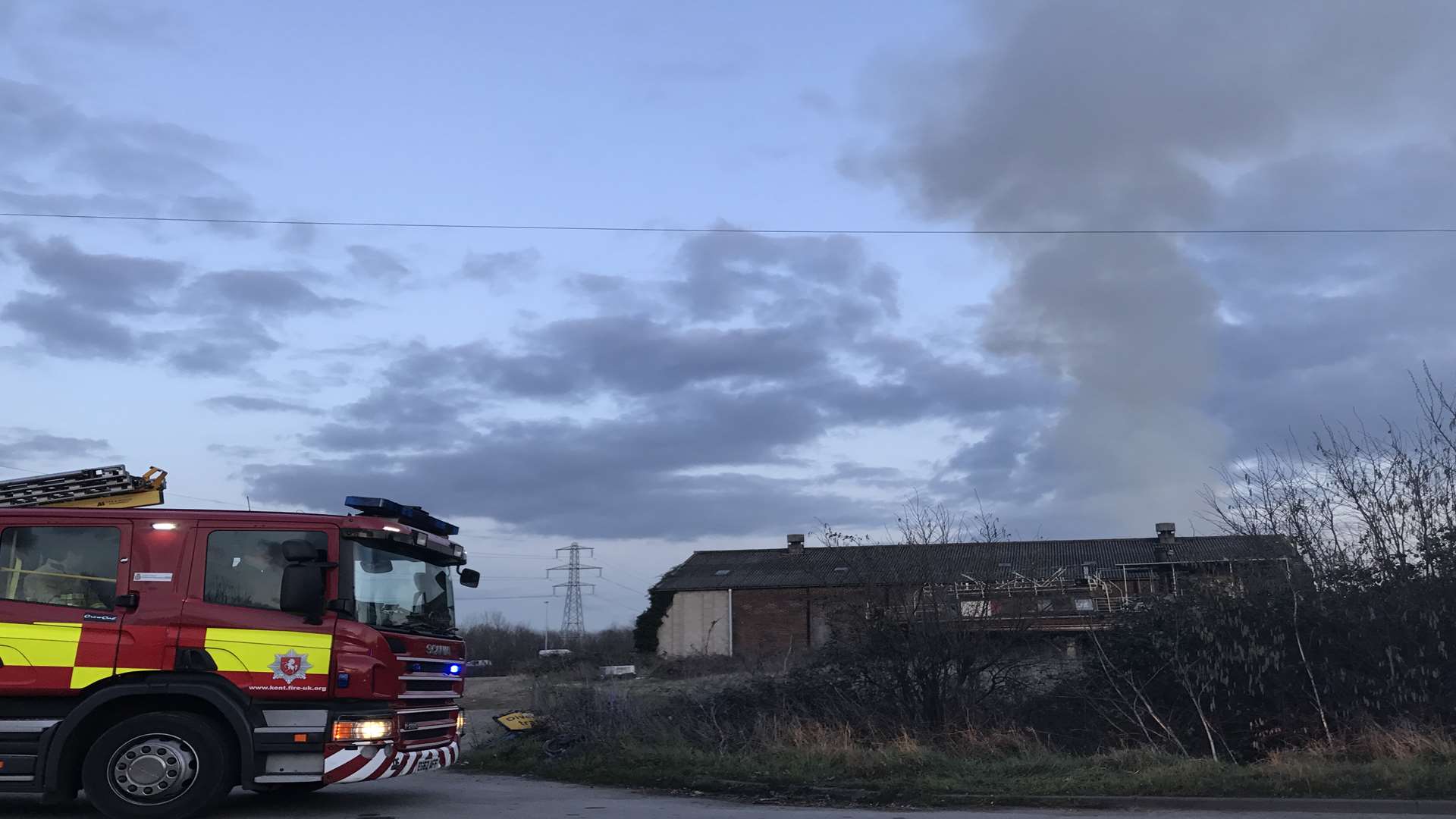 Smoke coming from the barn