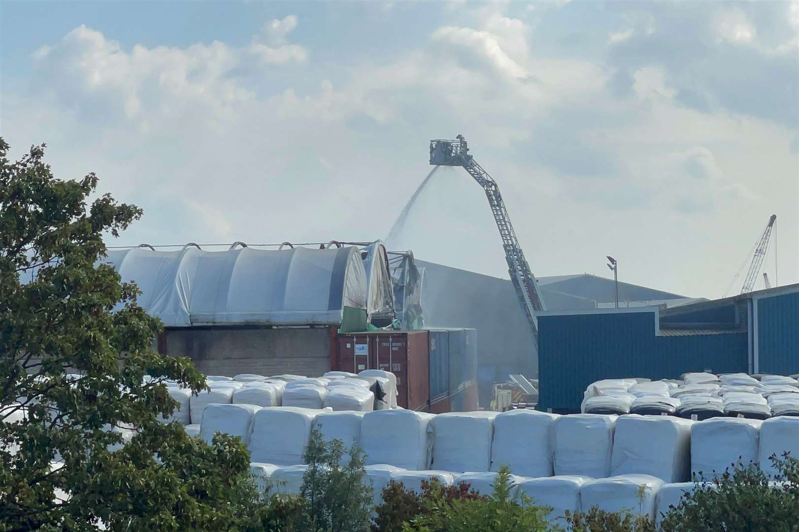 Crews tackling the fire at Chatham Docks