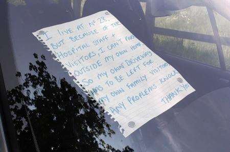 Residents have left notes on their cars in Powell Avenue, Dartford.