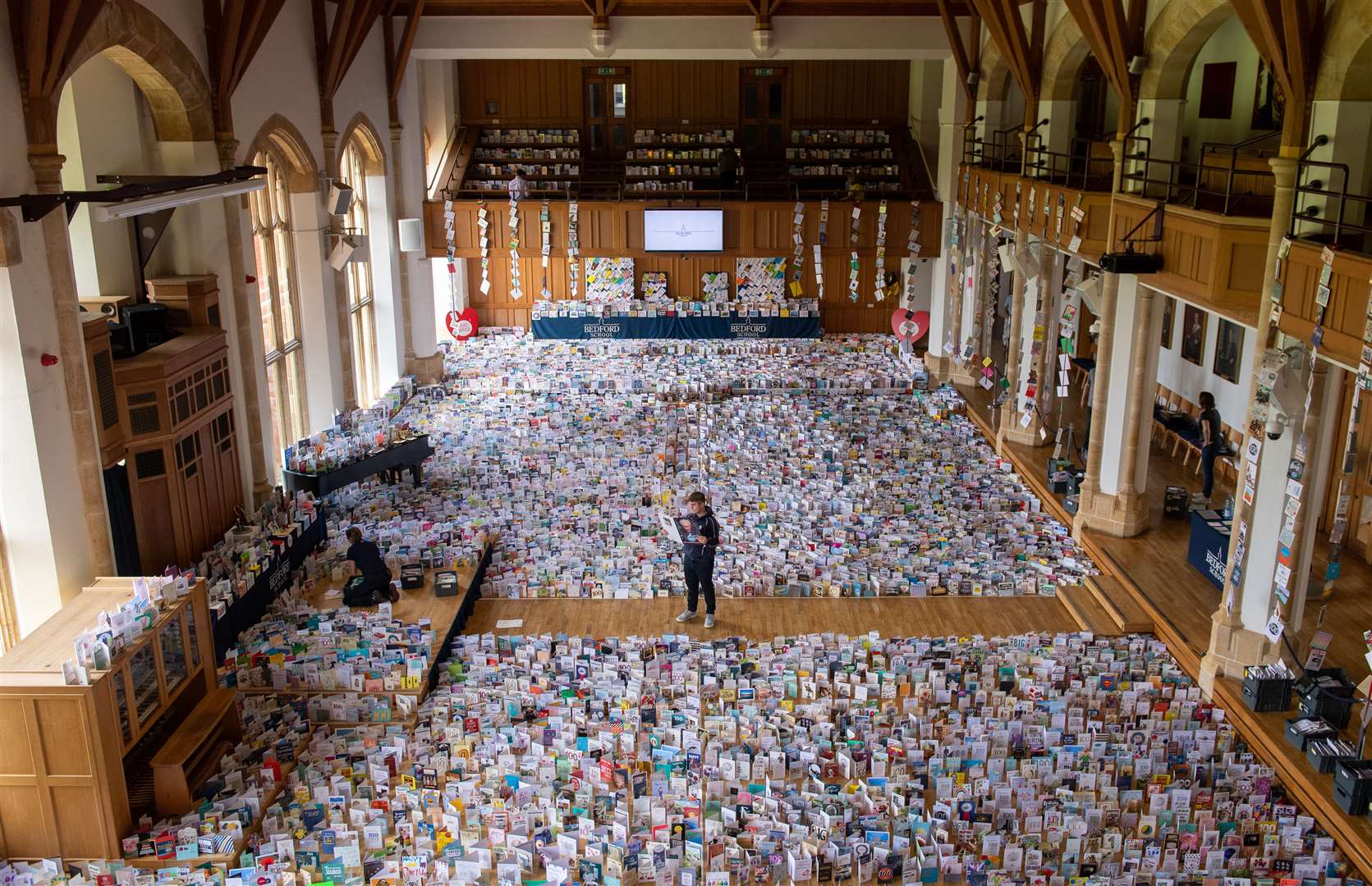 Birthday cards for Captain Tom Moore at Bedford School (Joe Giddens/PA)