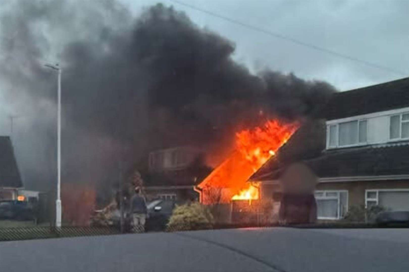 The fire in The Warren, Whitstable, at 7.45am this morning