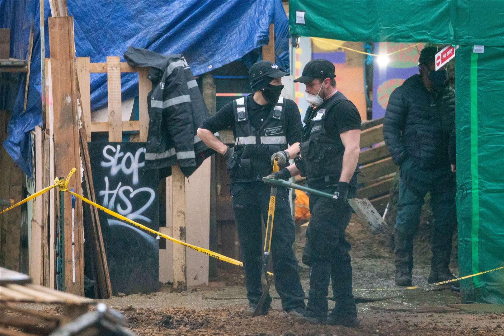 Enforcement officers continue efforts to remove protesters from underground tunnels (Dominic Lipinski/PA)