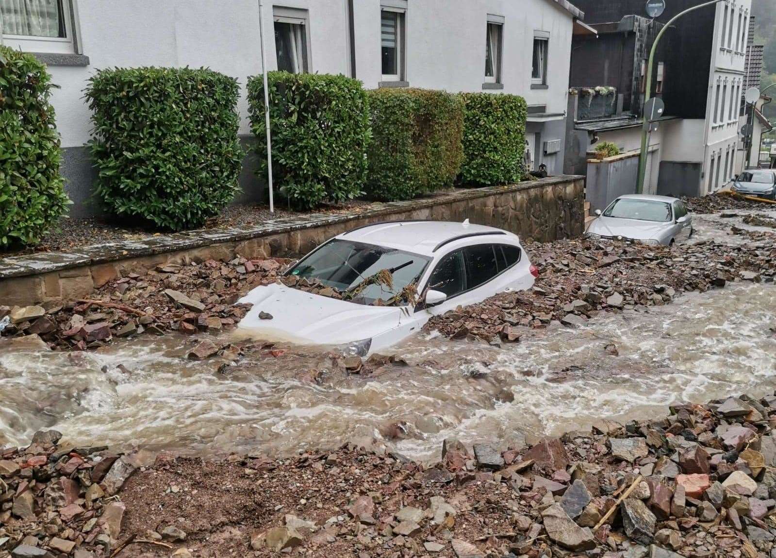 Water has submerged whole streets in the Ashford-twinned town. Picture: Dieter Ohmen