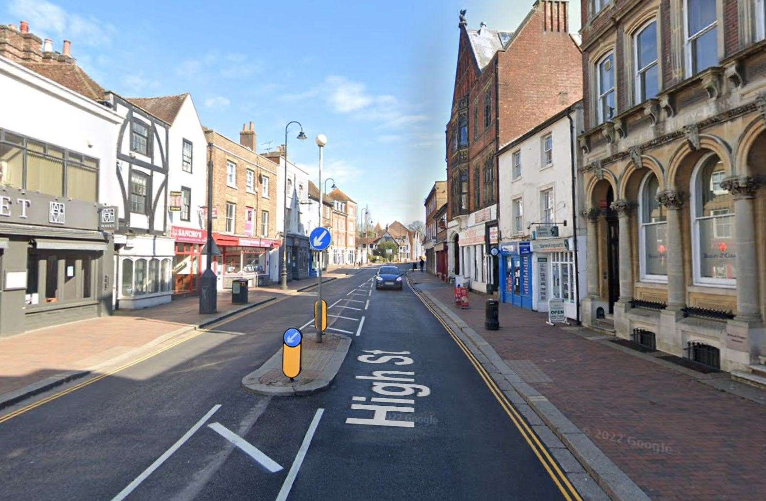 Several shop windows were smashed along Tonbridge High Street. Picture: Google