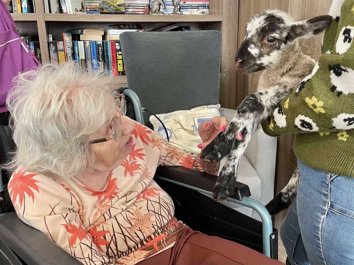 Residents at Harrier Lodge care home in Whitstable enjoyed seeing new born lambs. Picture: Harrier Lodge