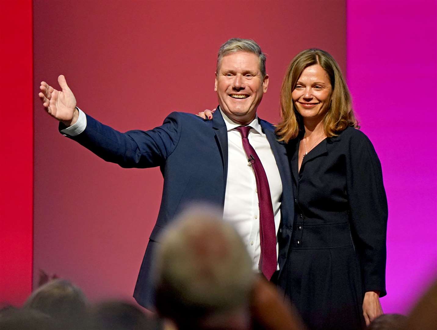 Sir Keir Starmer with his wife, Victoria, following his 2021 Labour Party conference speech in Brighton (Andrew Matthews/PA)