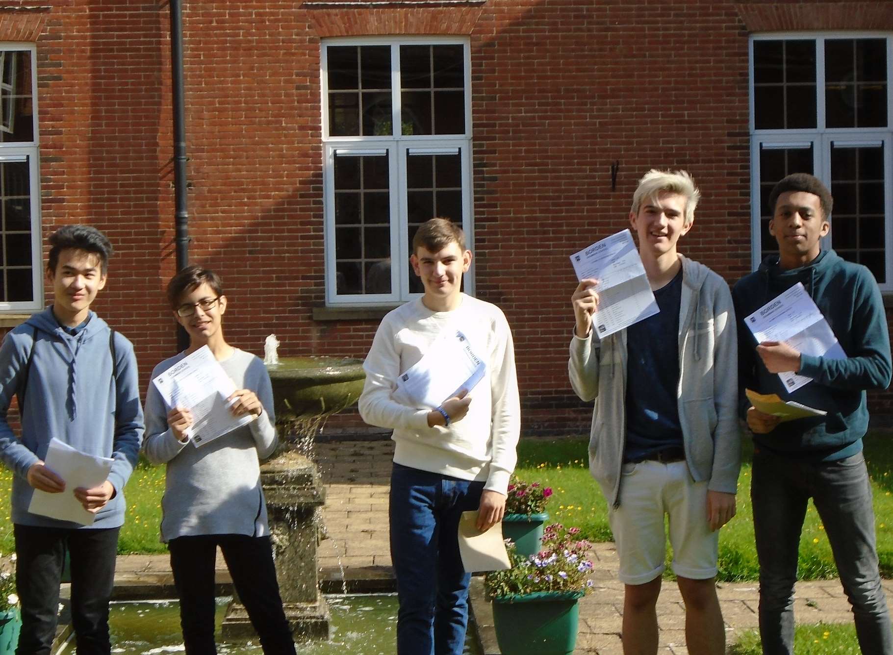 Borden Grammar School pupils who picked up their GCSE results today