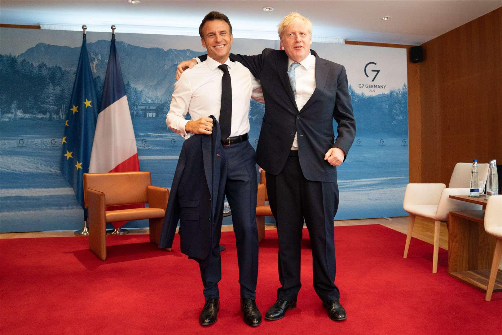 Prime Minister Boris Johnson holds a bilateral meeting with French President Emanuel Macron at the G7 (Stefan Rousseau/PA)