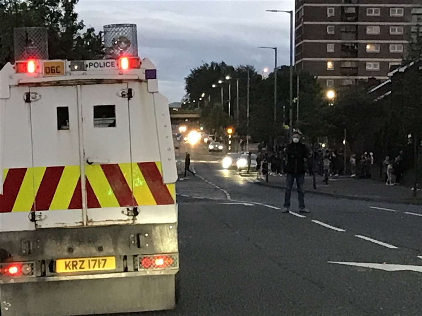 Police in the New Lodge area of Belfast, after officers warned of consequences for those involved in a day of disorder in the north of the city (Rebecca Black/PA)