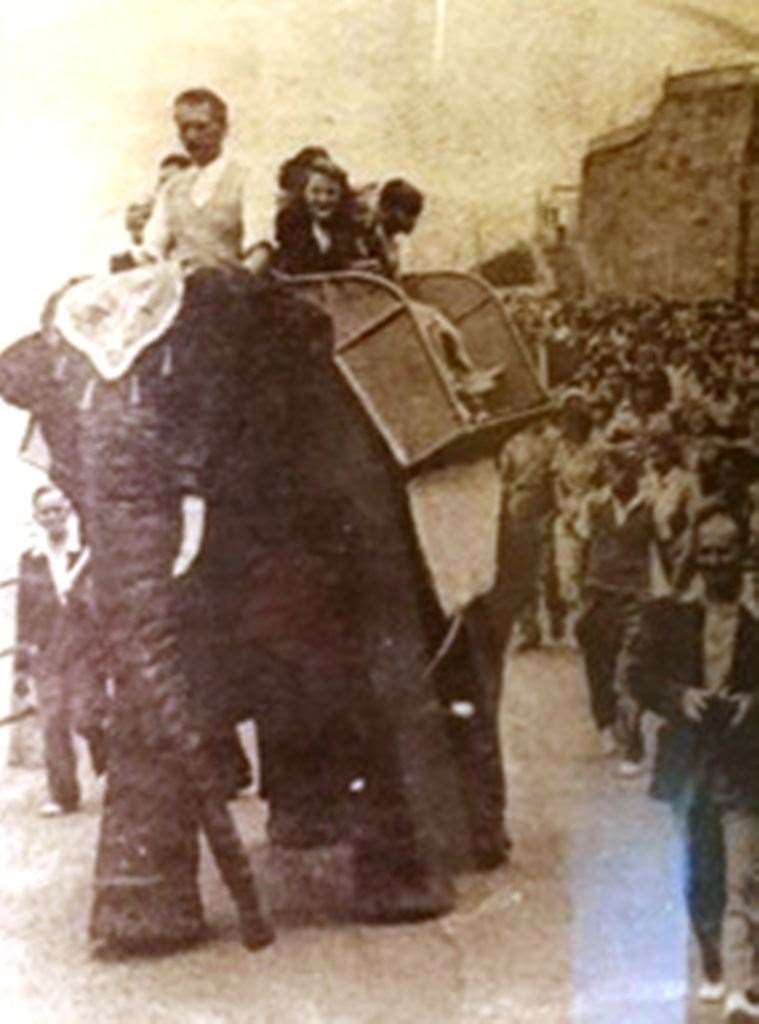 The Mechanical Elephant in action on Margate Promenade