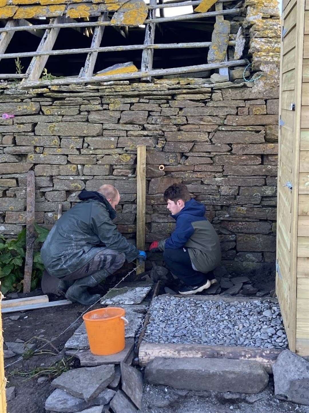 Work takes place to restore a building on Swona (Gordonstoun School/PA Wire)