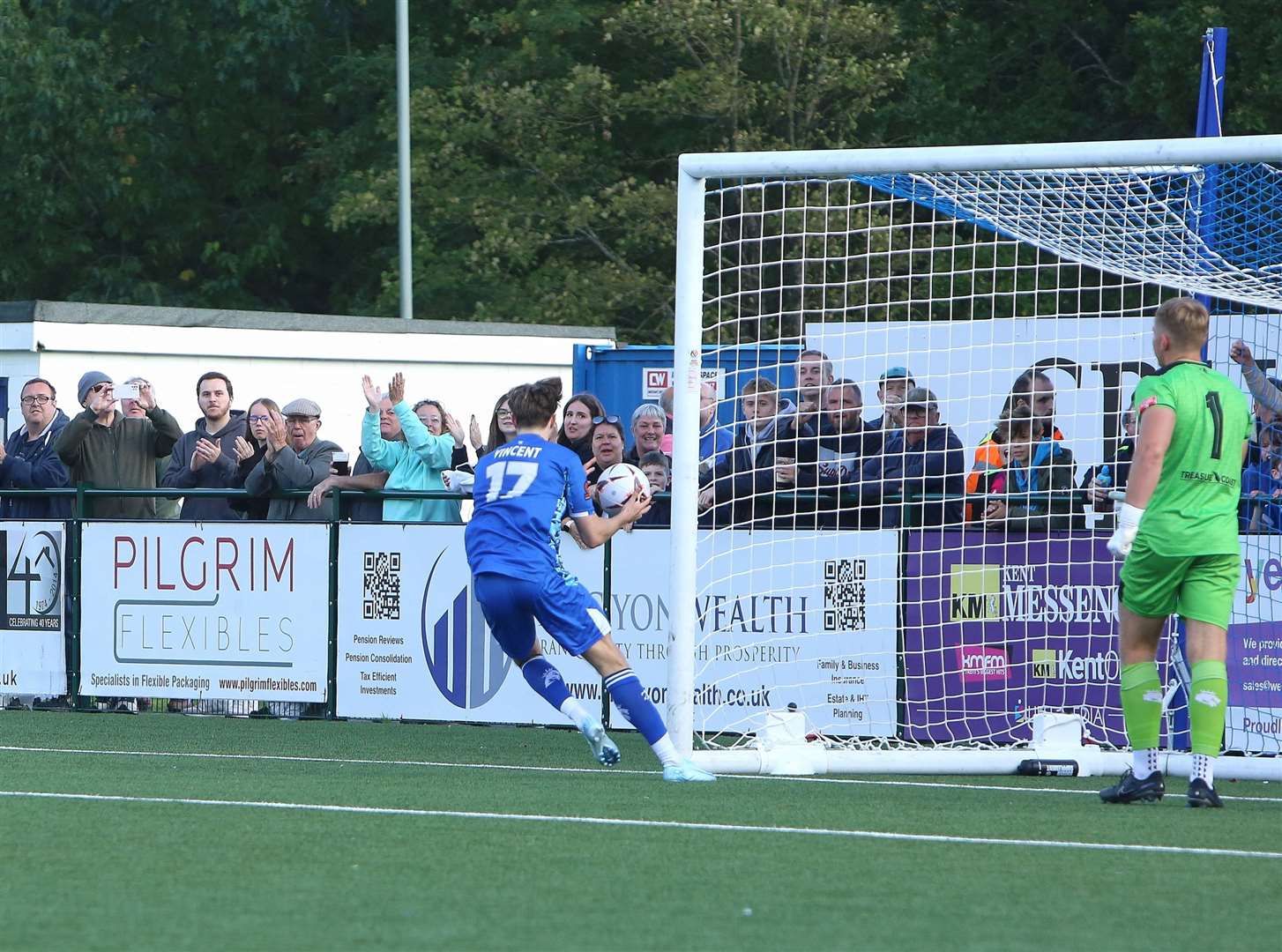 Liam Vincent netted from the spot to get Angels back into the contest against Walton & Hersham last weekend Picture: Dave Couldridge