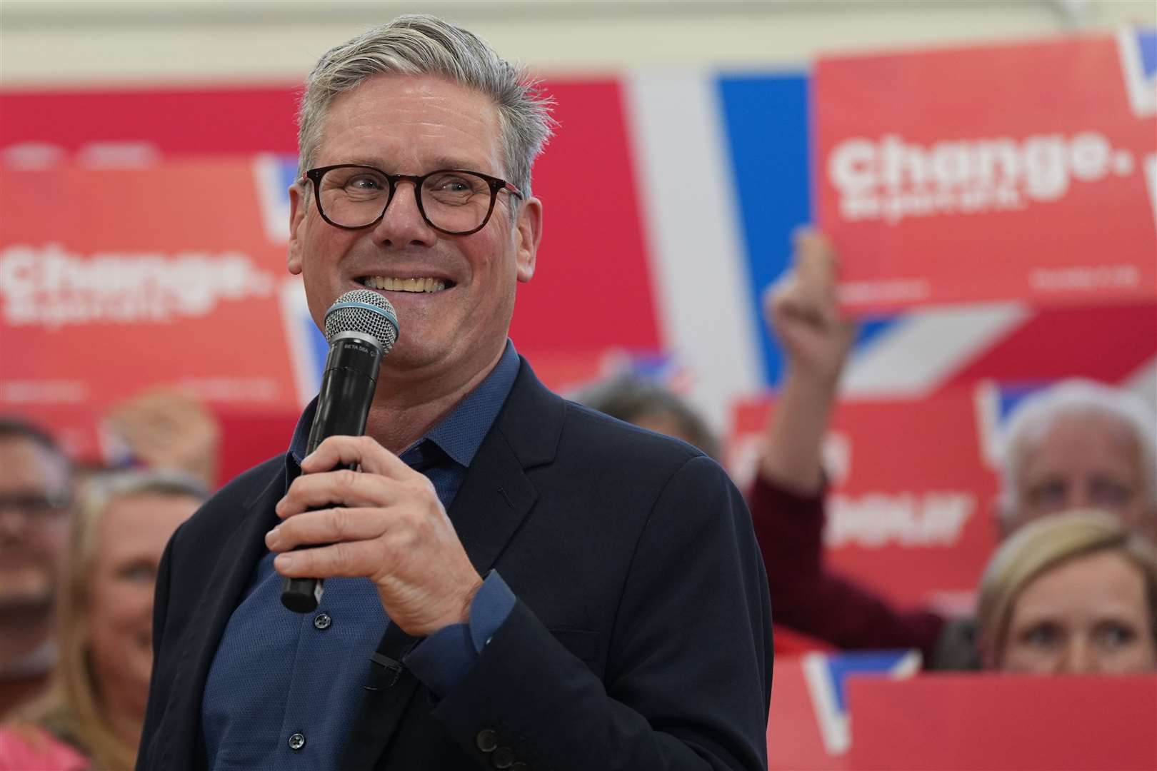 Labour Party leader Sir Keir Starmer making a speech during a visit to Redditch, Worcestershire (Jacob King/PA)