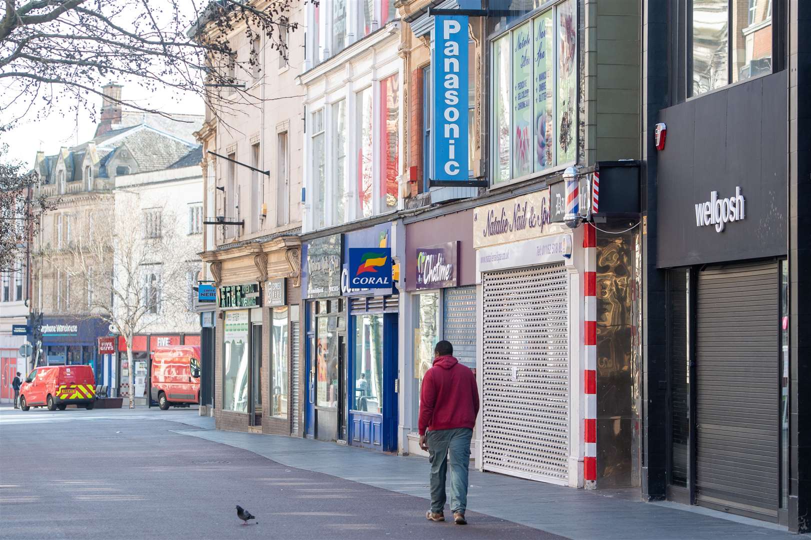 A deserted High Street in Leicester during the lockdown (Joe Giddens/PA)