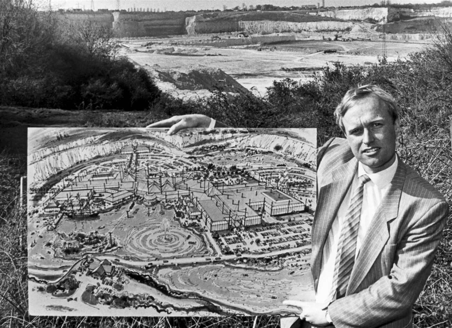 Tim Hook, project manager of the then Blue Water Park with plans for the supercentre in the quarry site, on April 14, 1988.