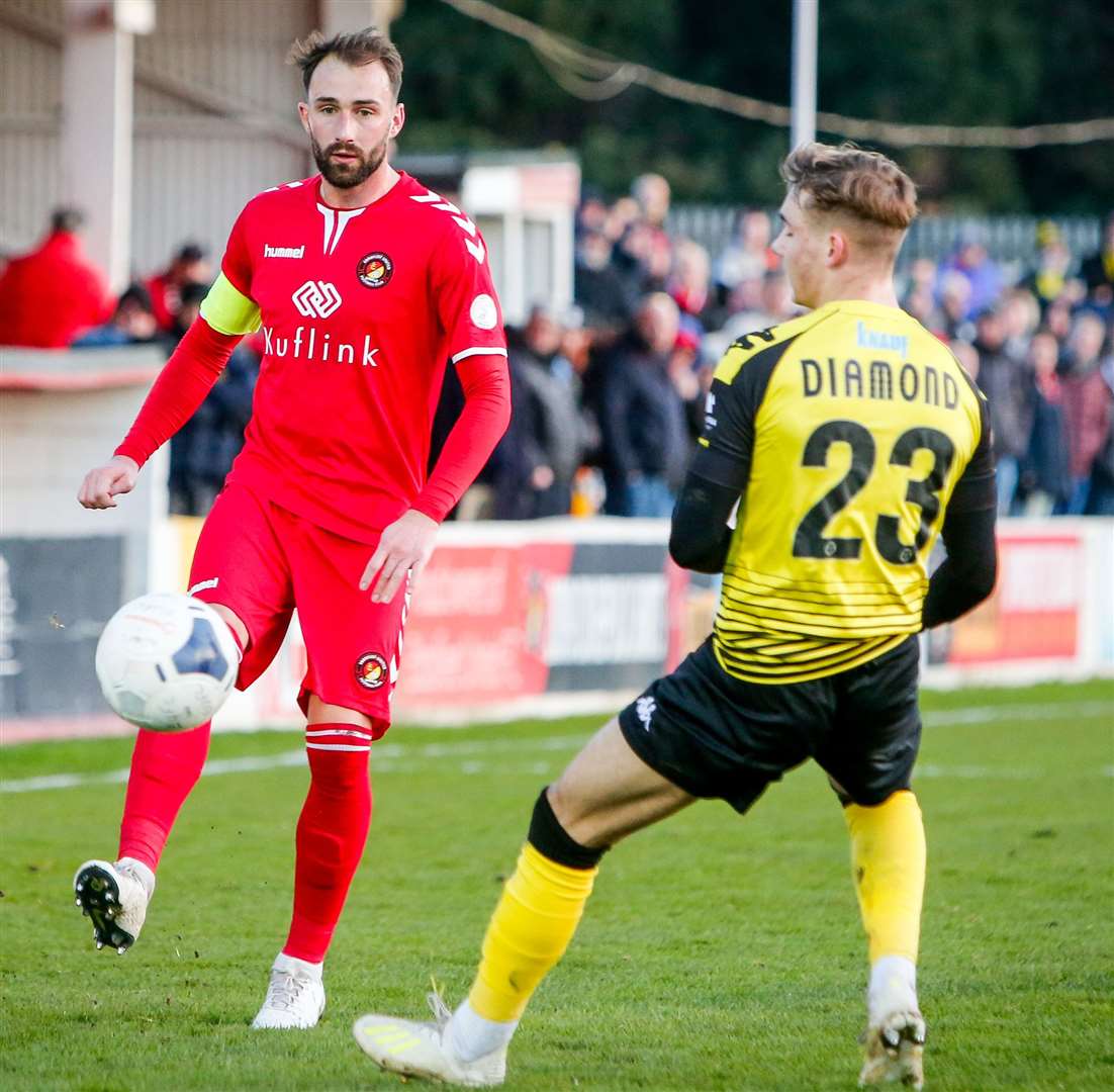 Fleet's Josh Payne was the latest of Kevin Watson's squad to see red in the match against Harrogate Picture: Matthew Walker