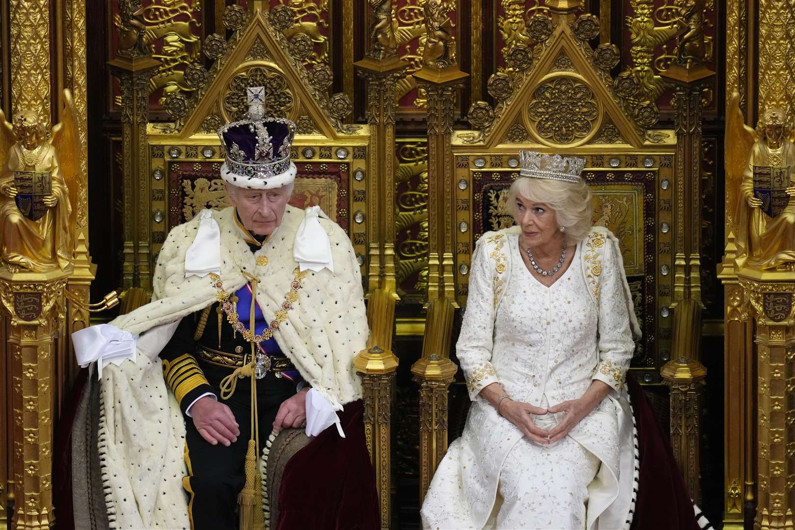 The King and Queen at the State Opening of Parliament in 2023 (Kirsty Wigglesworth/PA)