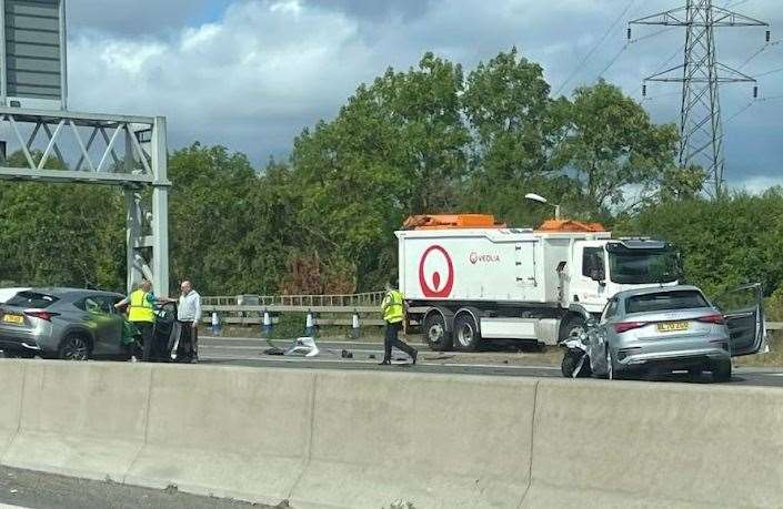 There has been a crash on the A2 by Bluewater Shopping Centre