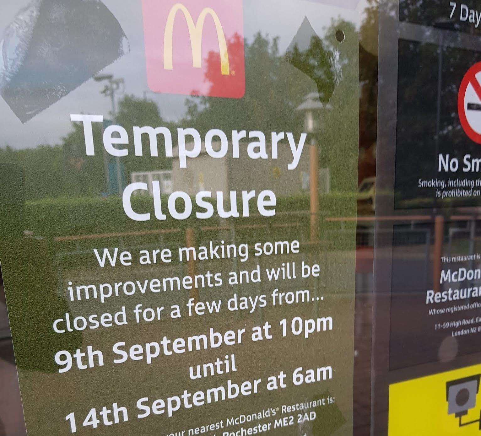 McDonald's in Medway City Estate to close for refurbishment