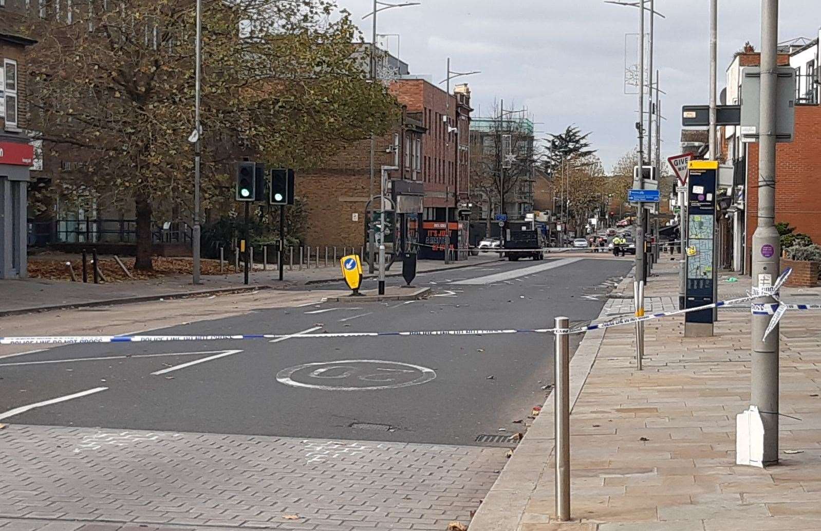 Police taped off Bexleyheath Broadway following a stabbing