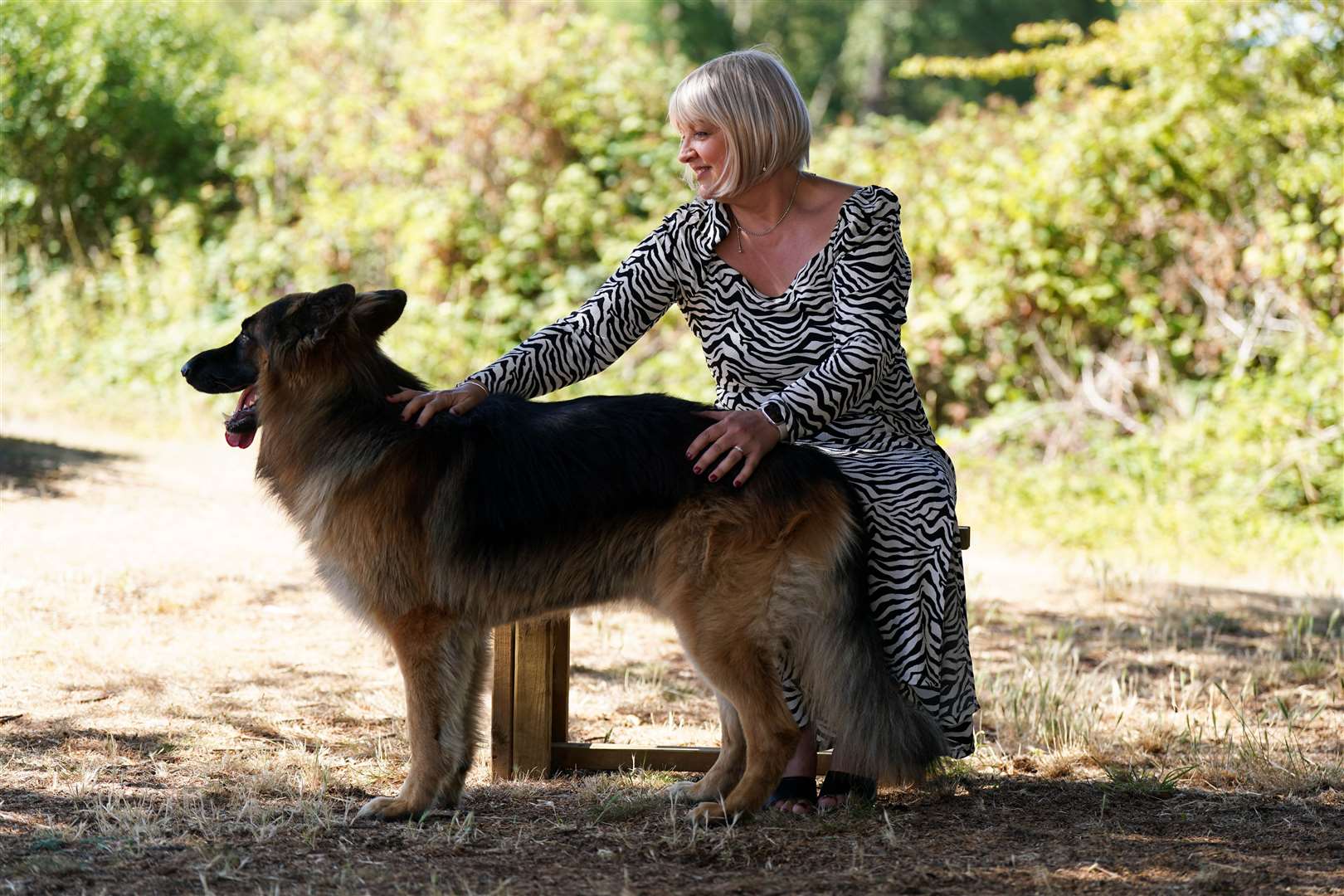 Maxine Lloyd said her German Shepherd, Rosco, had been like a therapy dog to her during her cancer treatment (Jacob King/PA)