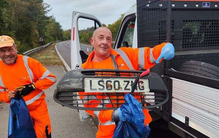 A car number plate found during the A2 clean-up. Picture: Canterbury City Council