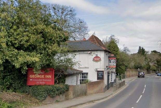 An investigation has been launched after a schoolboy was viciously attacked outside the George Inn in Meopham. Staff dashed to help the victim. Photo: Google