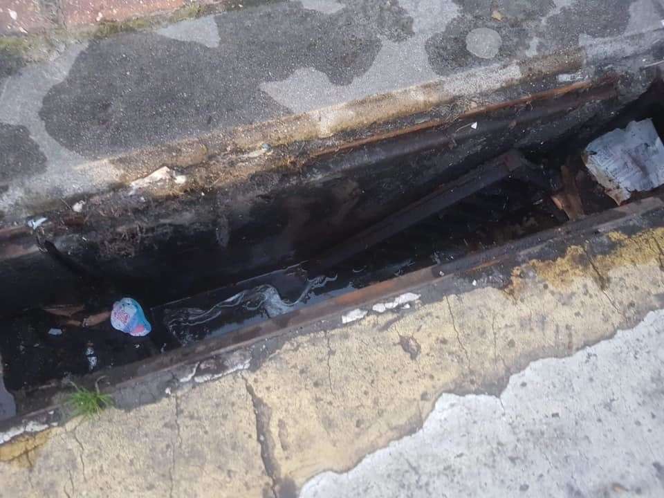 The open drain Aleksandra fell into near KFC in Strood Retail Park (13351542)