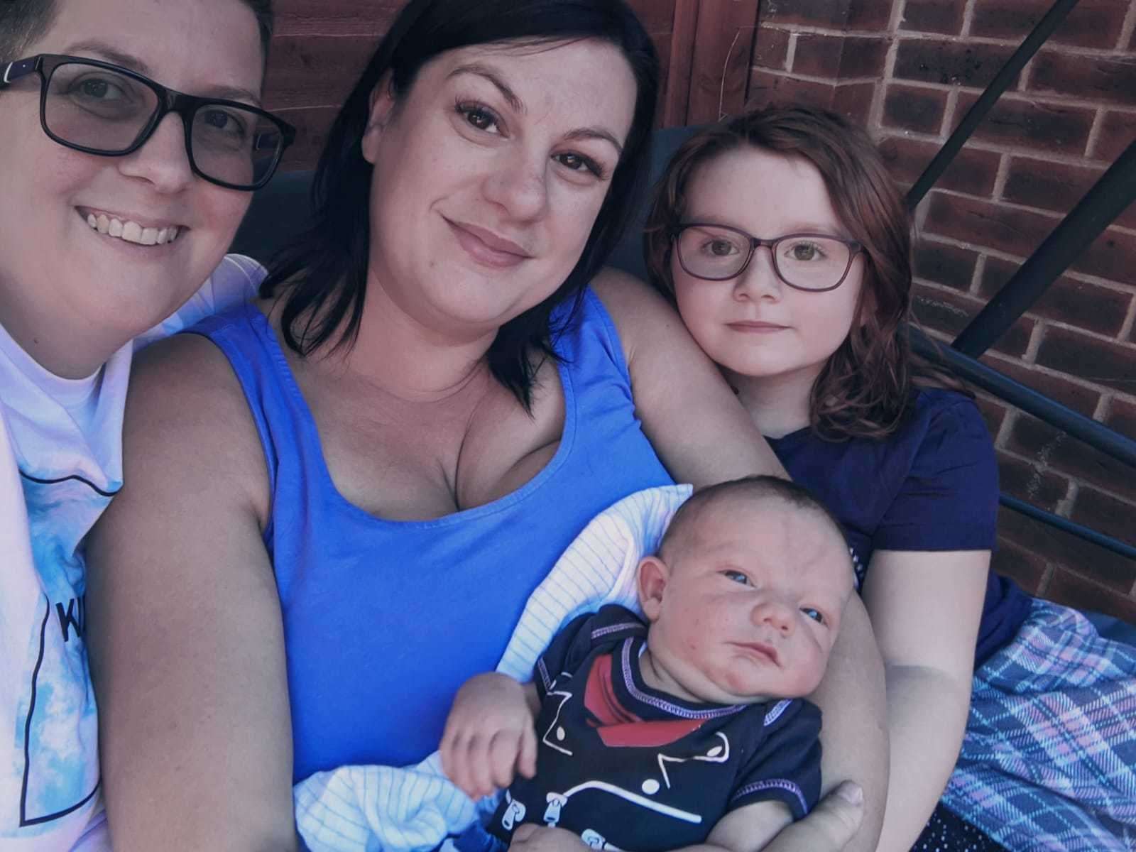 Anna Annett-Prior, pictured with her wife Carlie, daughter Millie and son Otis