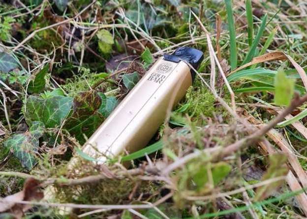 A vape dropped in a Kent Wildlife Trust park. Picture: Steve Weeks