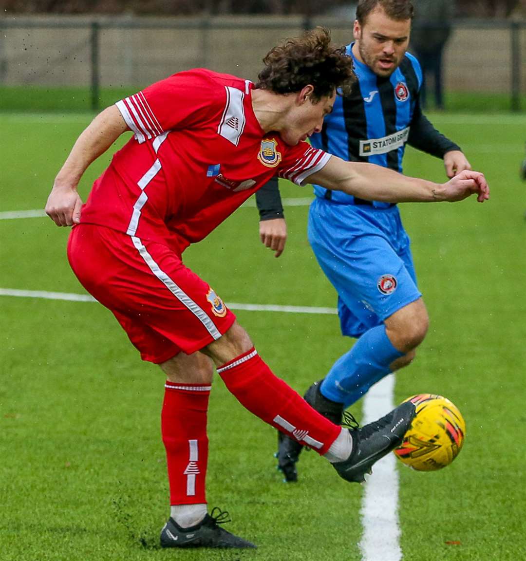 Gus Barnes tries to get Whitstable going on Saturday in their home defeat to Erith Town. Picture: Les Biggs