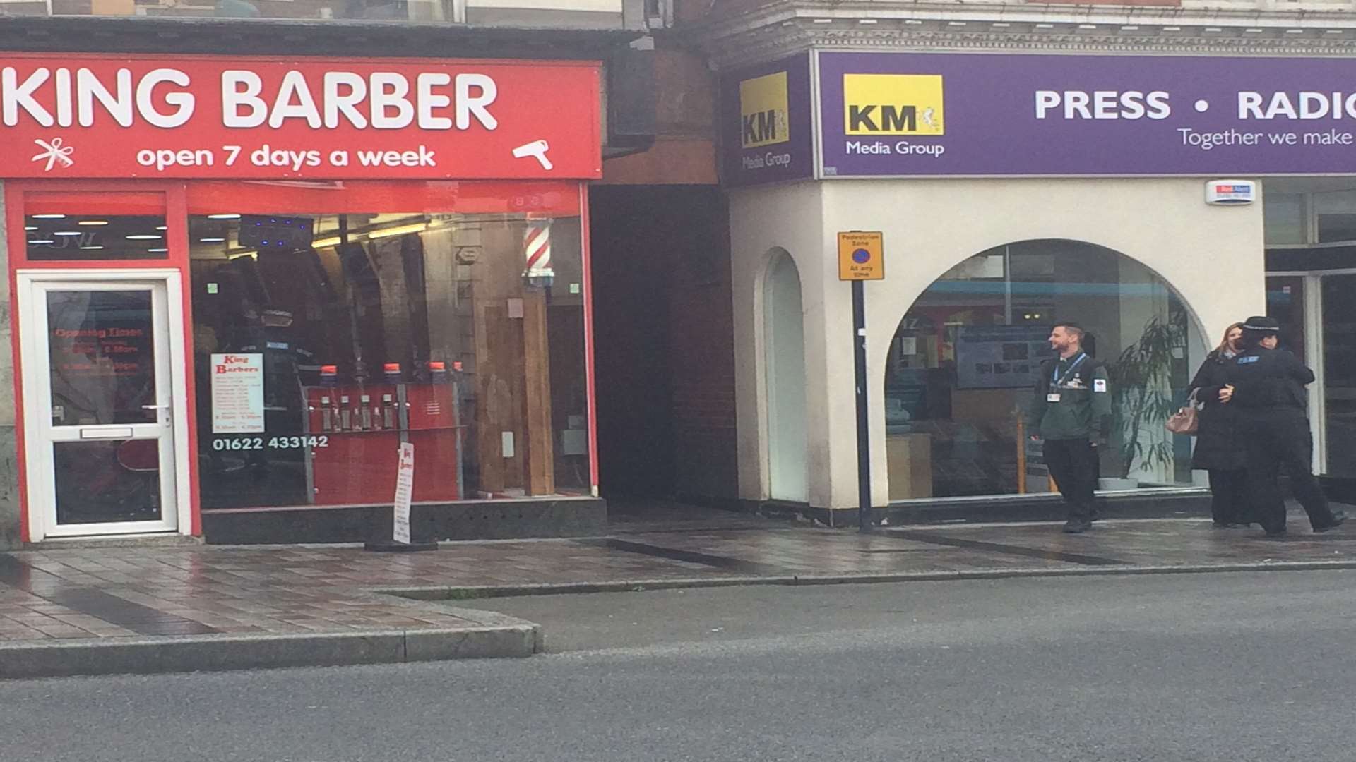 Officers were conducting inquiries at various shops, including King Barber in the High Street.