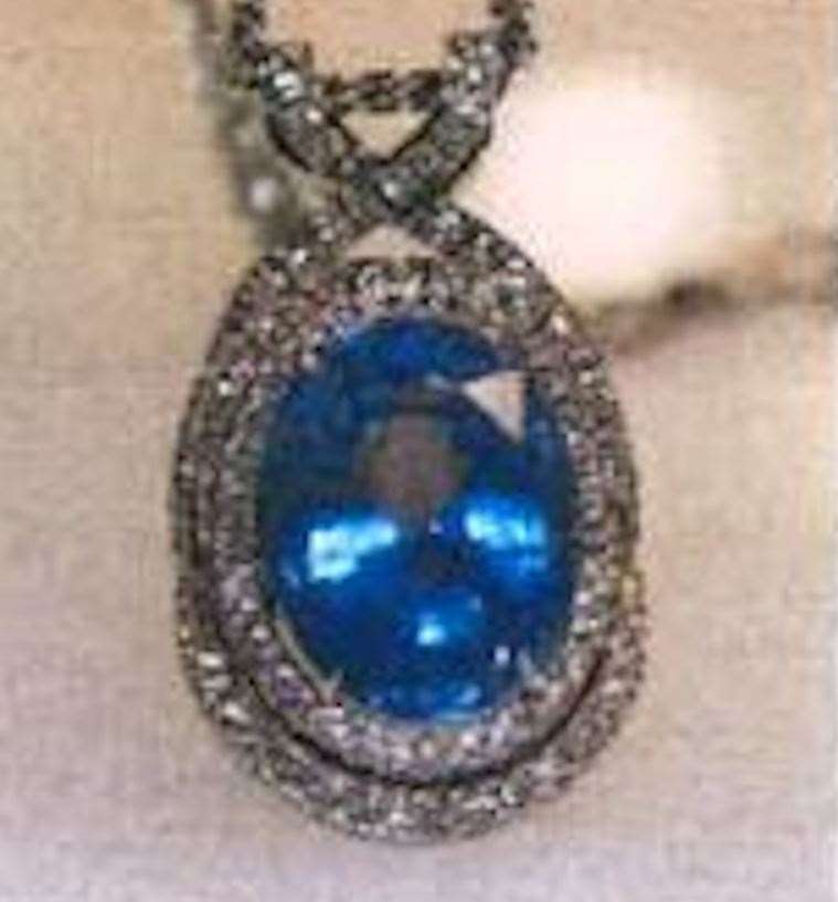 White gold diamond and sapphire pendant stolen from a home in Sevenoaks. Picture: Kent Police