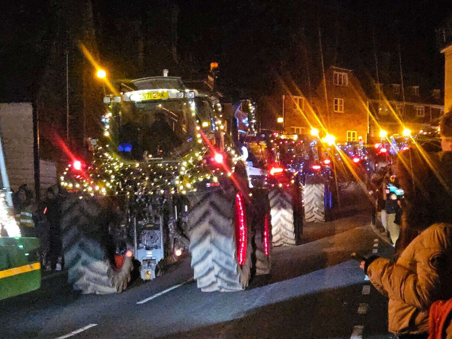 The Christmas tractors passed through Goudhurst during the parade. Picture: Janine Lamy