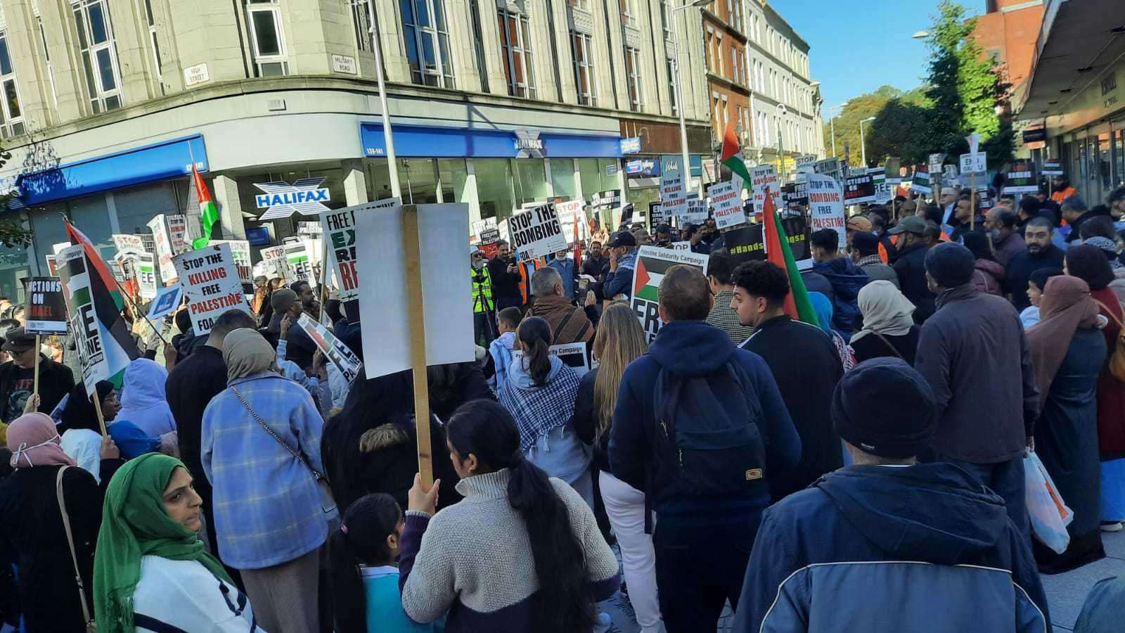 Previouly hundreds marched through Chatham to demonstrate solidarity for Palestine