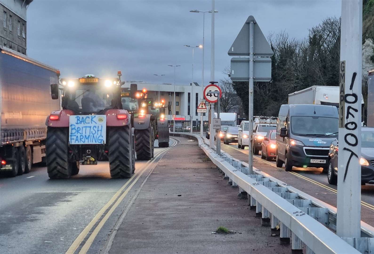 Farmers protesting along the A20. Picture: Paul McMullan