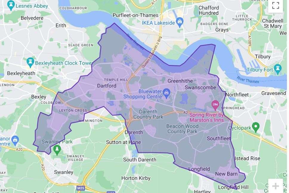 The Dartford constituency map. Pic credit: UK Parliament