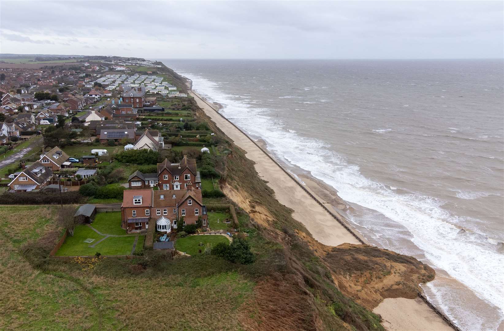 An aerial view of a cliff collapse at Mundesley in north Norfolk (Joe Giddens/PA)