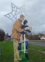 Part of the modern nativity decorations which have been vandalised