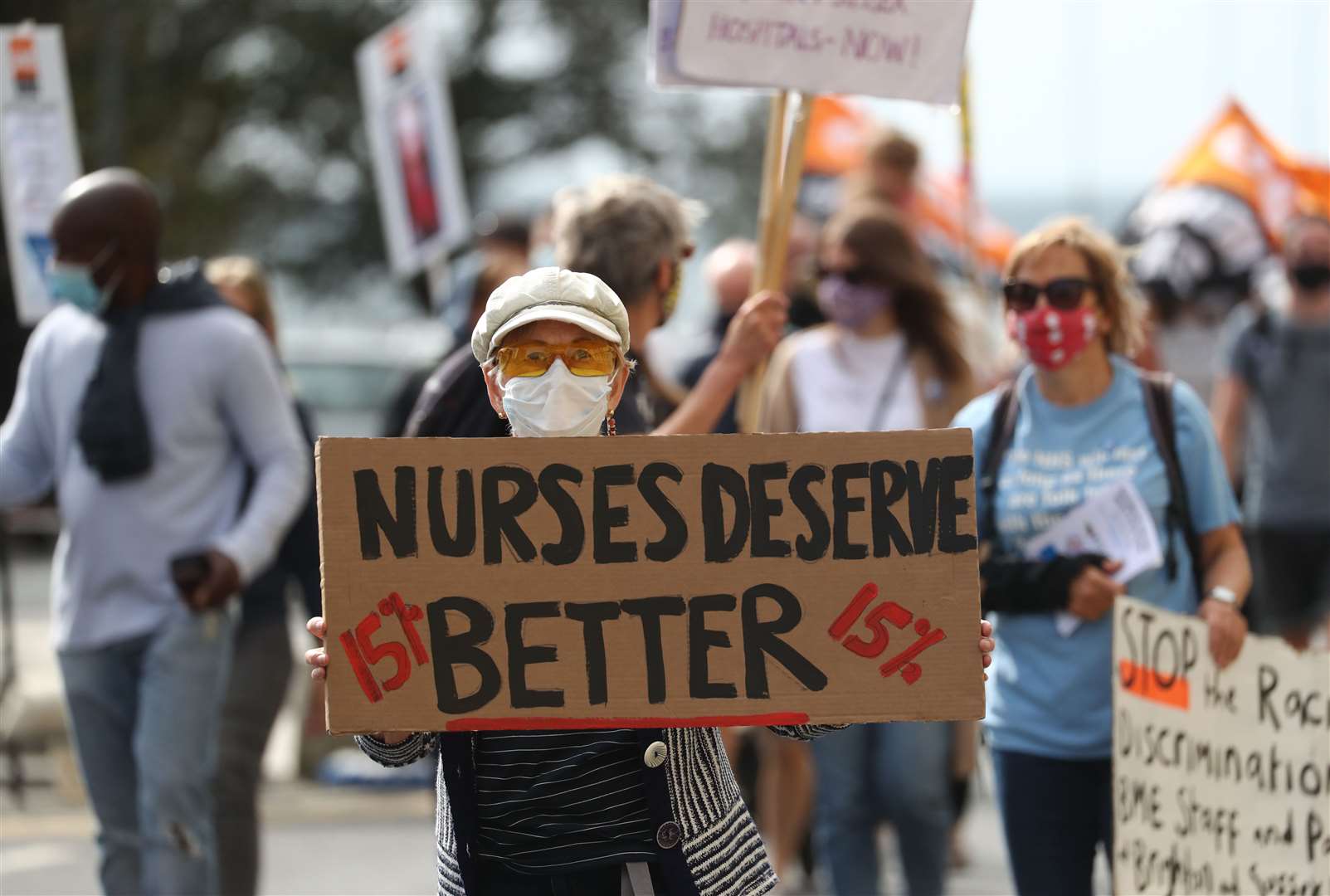 Protesters take part in a march in Brighton (Gareth Fuller/PA)