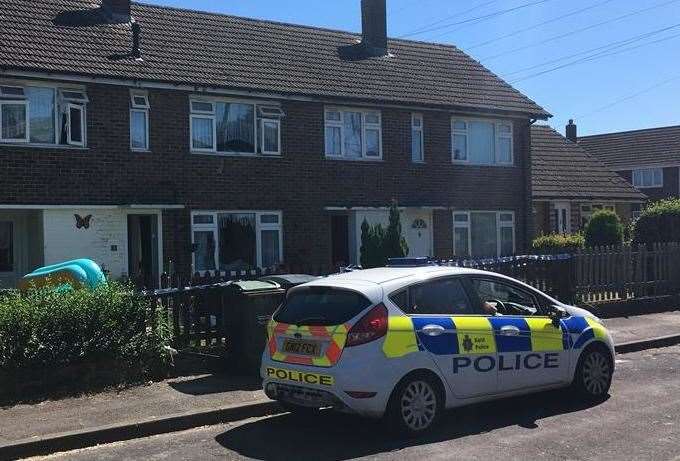 A police car in Larkspur Close after the incident