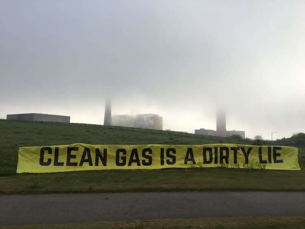 Activists have placed a banner at the site (Mark Richards/PA)