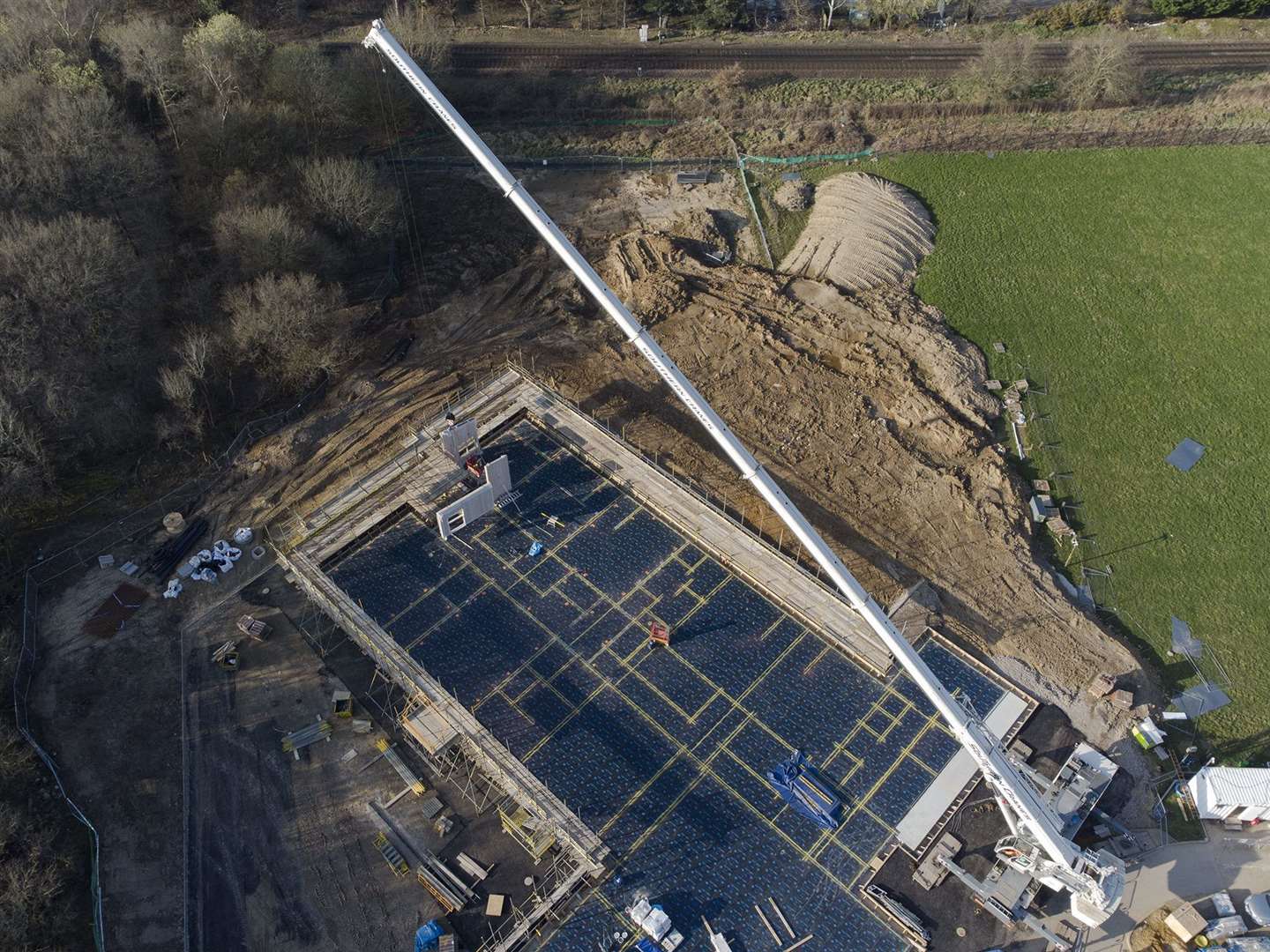 Giant cranes have been lifting sections into place for the new Platt school: Picture Scott Wishart