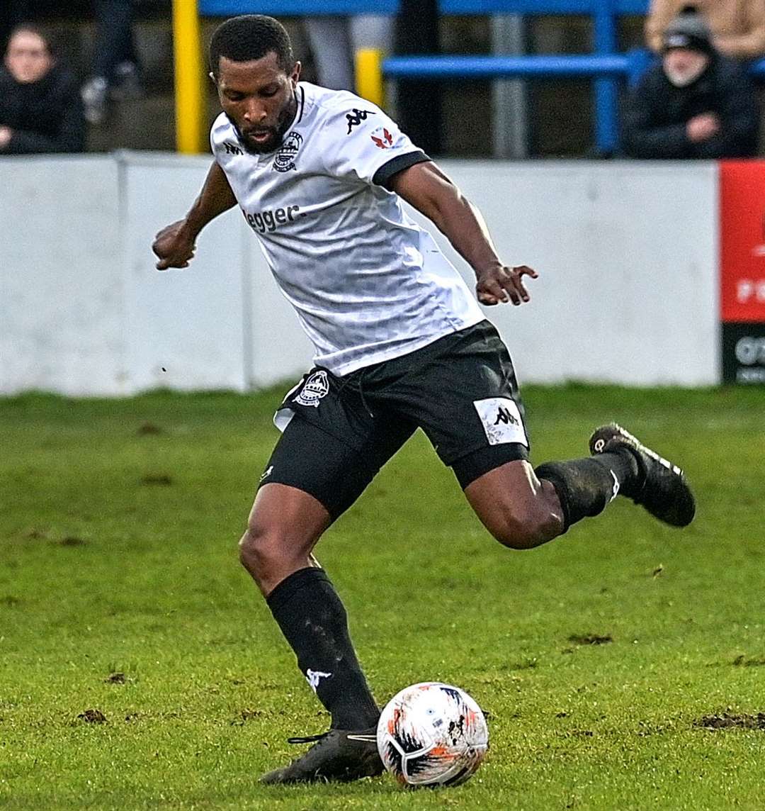 Tyrone Sterling - was sent off for Dover at St Albans in their 1-0 weekend loss, although Whites have appealed the defender's suspension. Picture: Stuart Brock