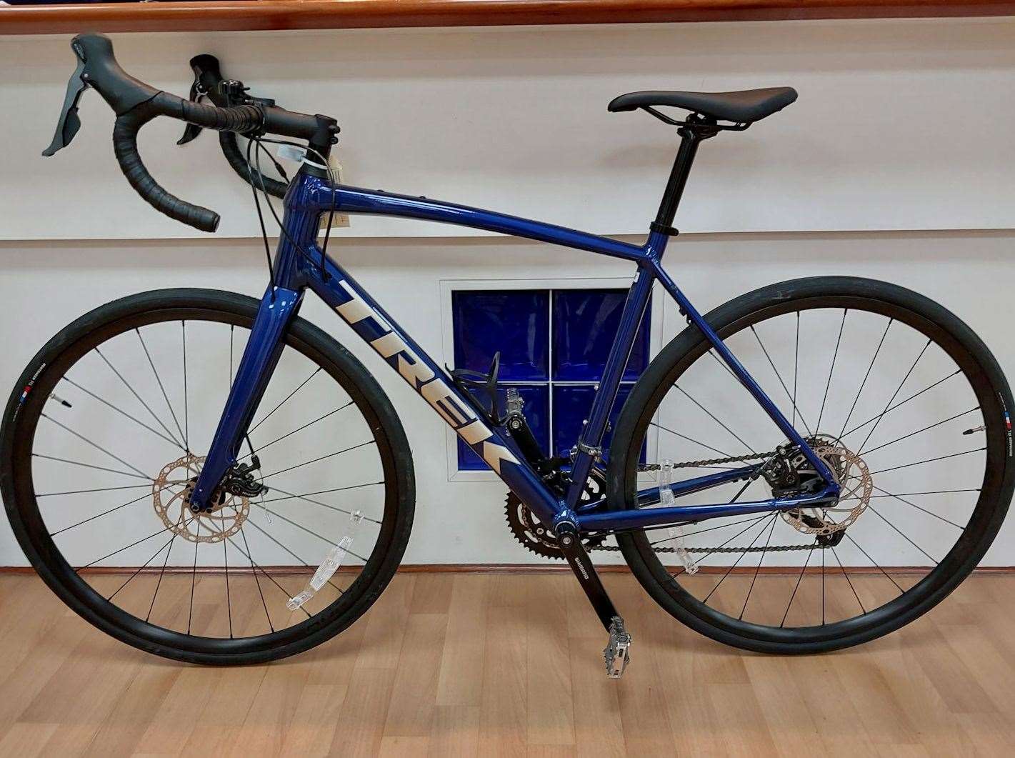 A blue Trek bike was recovered from an outbuilding in Morewood Close, Sevenoaks. Photo: Kent Police