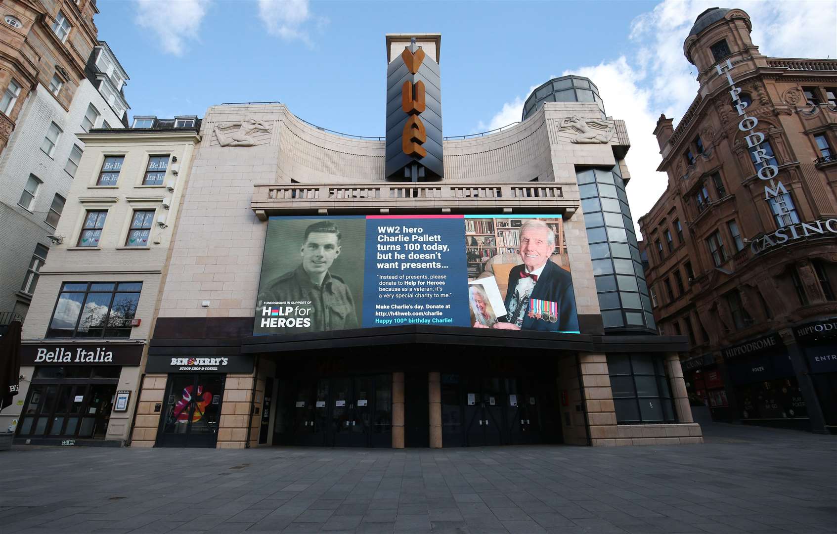 The birthday message for Charlie Pallett in Leicester Square, central London (Jonathan Brady/PA)