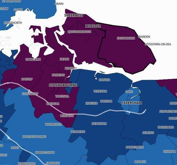 The Covid-19 infection rates in Swale. Pic: Public Health England