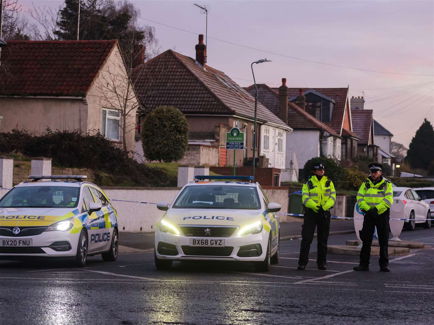 Police are still at the scene in Erith after a man was shot dead on Thursday. Picture: UKNIP